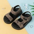 thumbnail image 2 of Zanarzt Toddler Sandals Open Toe Boys Unisex Kids Summer Slide Sandals Baby Comfort Anti Slip Open Toe Adjustable Walking Beach Shower Shoes for Boys Girls Brown,US 13, 2 of 6