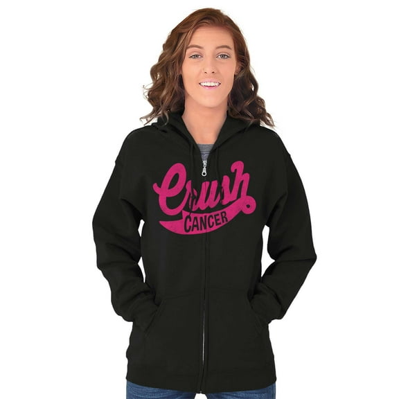 Cool Crush Breast Cancer Awareness Womens Plus Size Graphic Zipper Hoodie Brisco Brands 2X