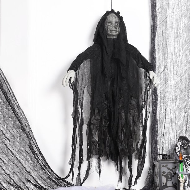 Fiudx Liquidación de ofertas flash Decoración de Halloween, Novia fantasma colgante, Cámara fantasma, Guión de casa fantasma, Bar de la muerte, Terreno de atracciones, Utilería de terror
