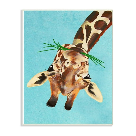 The Stupell Home Decor Collection Curious Upside Down Giraffe Wall Plaque Art