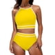 thumbnail image 1 of Traje de Baño de 2 Piezas para las Mujeres Hawaiana Estampado Tropical Cami Bra con Volantes, Juegos de Baño de Ropa de Playa para la Piscina Y el Mar, 1 of 7