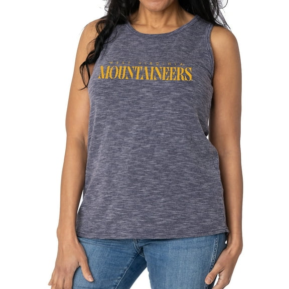 Women's Navy West Virginia Mountaineers Blake Sandwash Rib-Knit Tri-Blend Tank Top