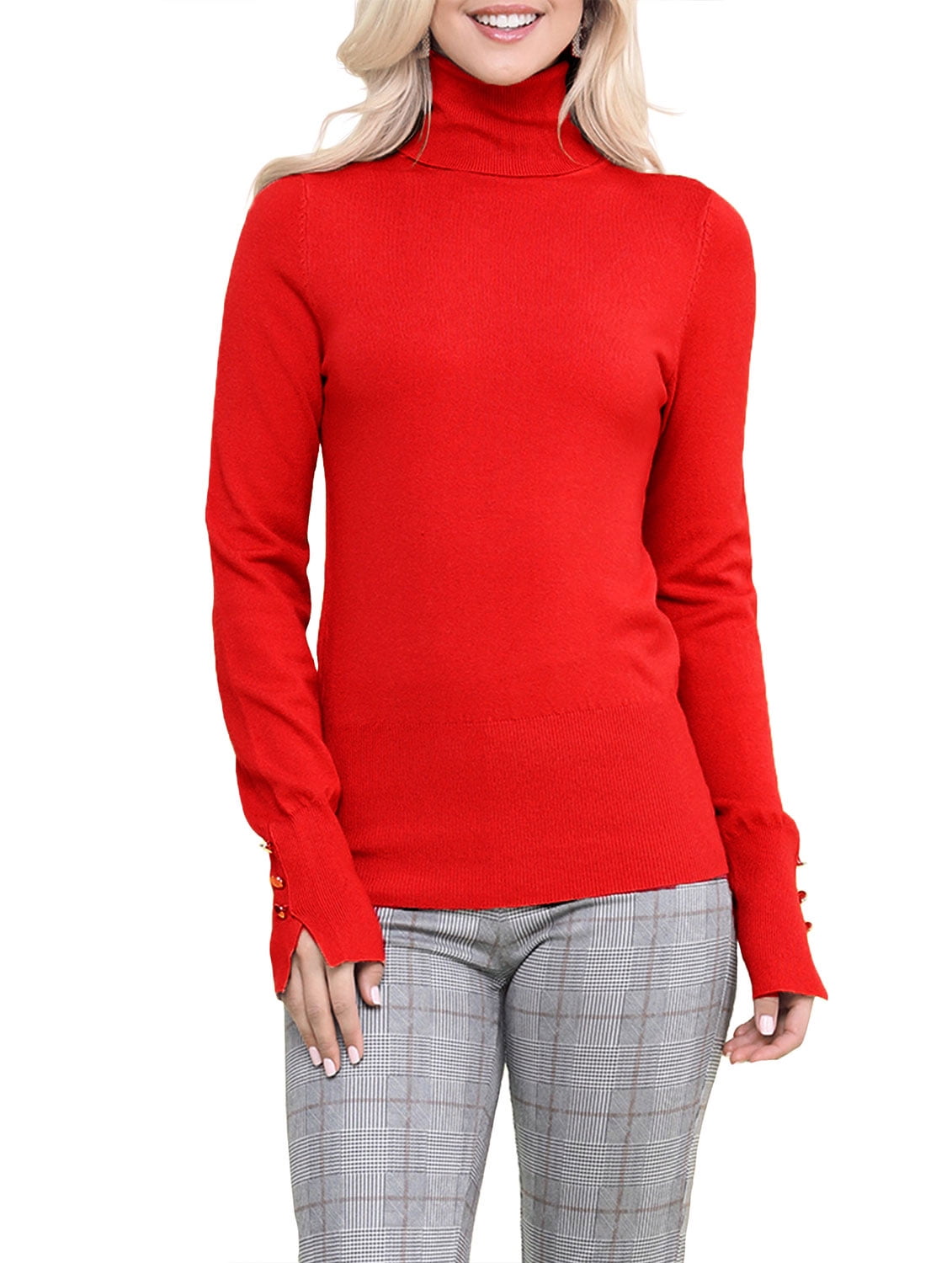 NINEXIS Women's Long Sleeve Turtle Neck Pullover Chic Soft Sweater with ...