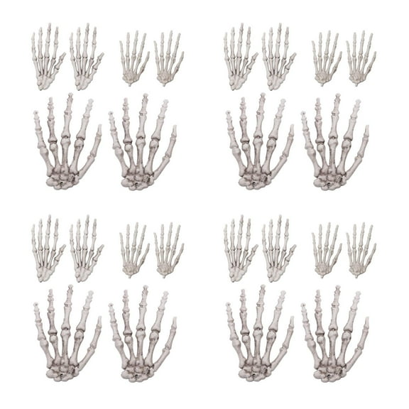 12 Pairs  Halloween Skeleton Hand Ornament Tricky Decor Props for Haunted House