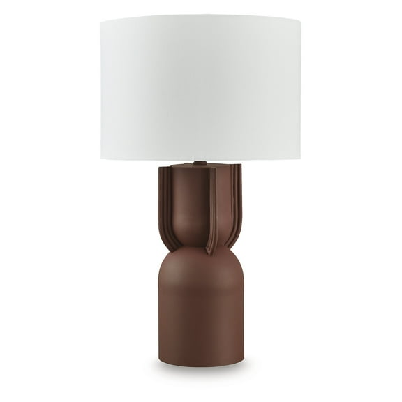 Signature Design by Ashley Rowandale Metal Table Lamp, Brick Red, 21" Tall, Modern Drum Shade