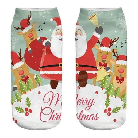 

UDAXB Socks Casual Work Business Socks 3D Christmas Santa Elk Printing Medium Sports Socks
