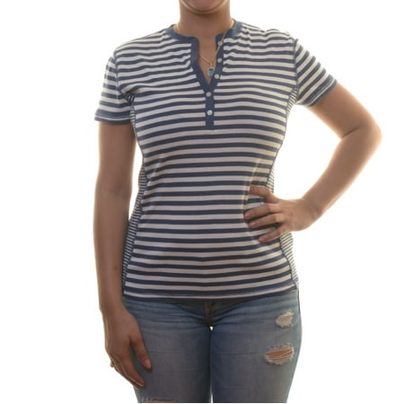 American Living Women's Short-Sleeve Striped Henley T-Shirt Size