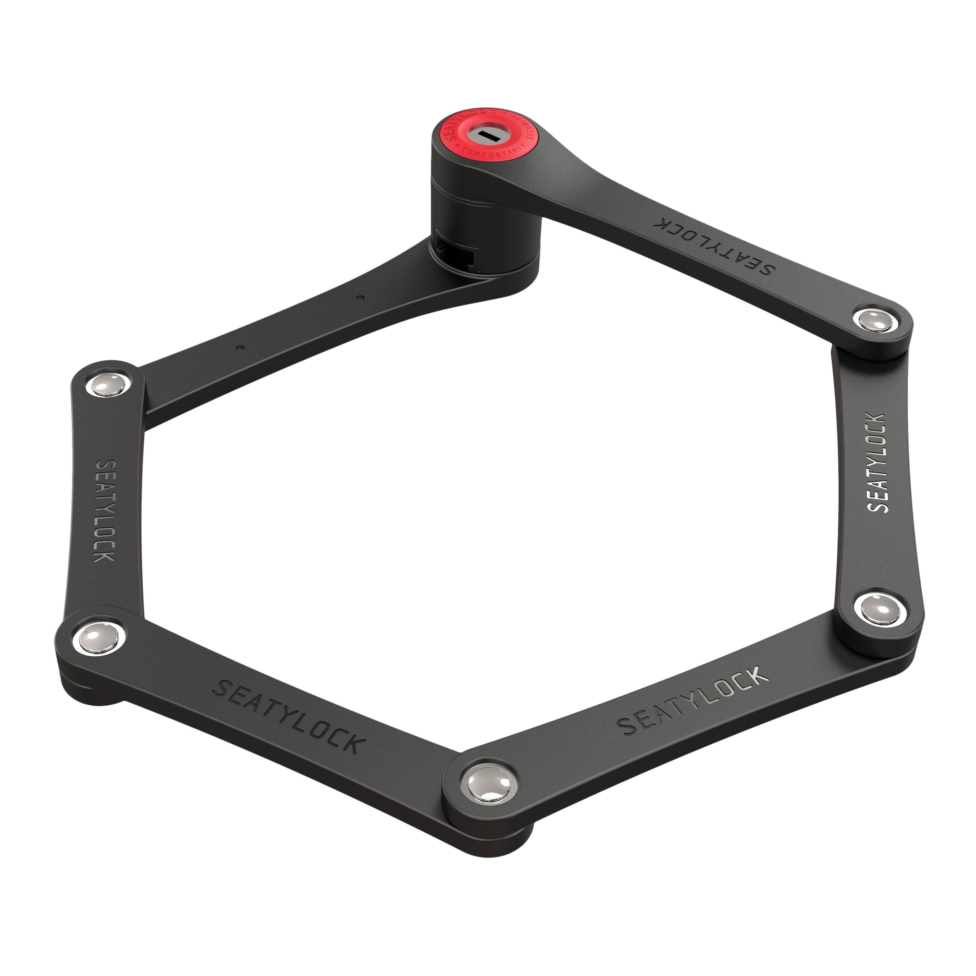 Seatylock FoldyLock 85cm Folding Bike Lock Black with Red - Lightweight High Security Bicycle Lock - Heavy Duty Anti Theft Smart Secure Guard with Keys & Case for Bikes or Scooters