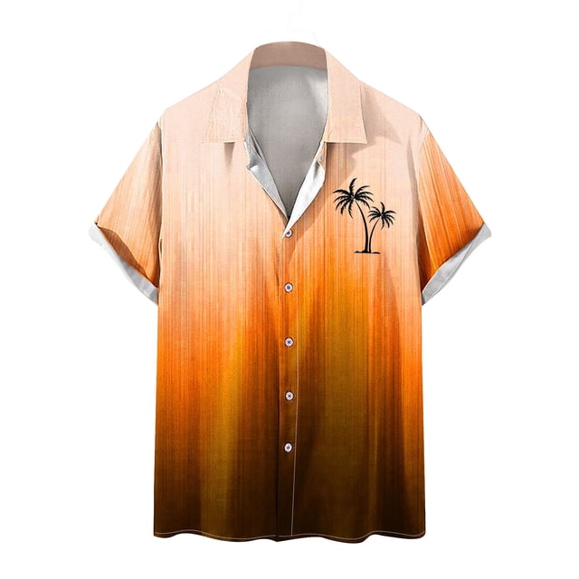 Mens Manga Corta Botón Abajo Camisas Botones Casuales Imprimir Blusa Turndown, Camisa de Poliéster para la Fiesta, los Negocios Y el Uso Casual Diario