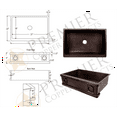 thumbnail image 2 of Premier Copper Products Kasdb33229r 33" Farmhouse Single Basin Copper Kitchen Sink -, 2 of 4