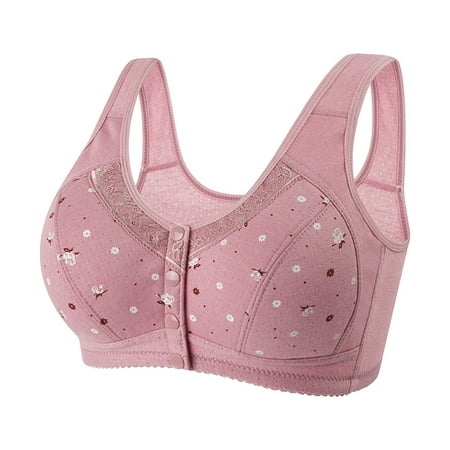 IDALL Plus Size Lingerie Push Up Bras for Women Front Closure Bras for Women Button Shaping Cup Adjustable Shoulder Strap Bra Maternity Bra Bralettes for Women Pink 3XL