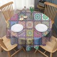 thumbnail image 3 of Pink Diverse Mandala Pattern Round Tablecloth 60"x60",Wrinkle Wipeable Table Cloth for Kitchen Dining Room Picnic Patio Party, 3 of 6