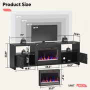 Bestier 71 Fireplace TV Stand for TVs up to 75 LED Entertainment Center with 23 Remote Control Electric Fireplace, Black Marble