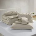 thumbnail image 2 of LammaLoe Twin Comforter Sets, 5 Piece Bed In A Bag Pintuck Bedding Sets, Beige, 2 of 7