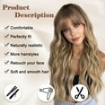 thumbnail image 2 of Peluca rubia con flequillo, peluca larga ondulada y rizada con raíces oscuras, pelucas sintéticas resistentes al calor para mujeres, uso diario en fiestas, 2 of 5