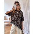 thumbnail image 6 of Womens T Shirts Loose Fit Short Sleeve Tees Crew Neck Color Lace Tops Fashion Leopard Print XL, 6 of 9