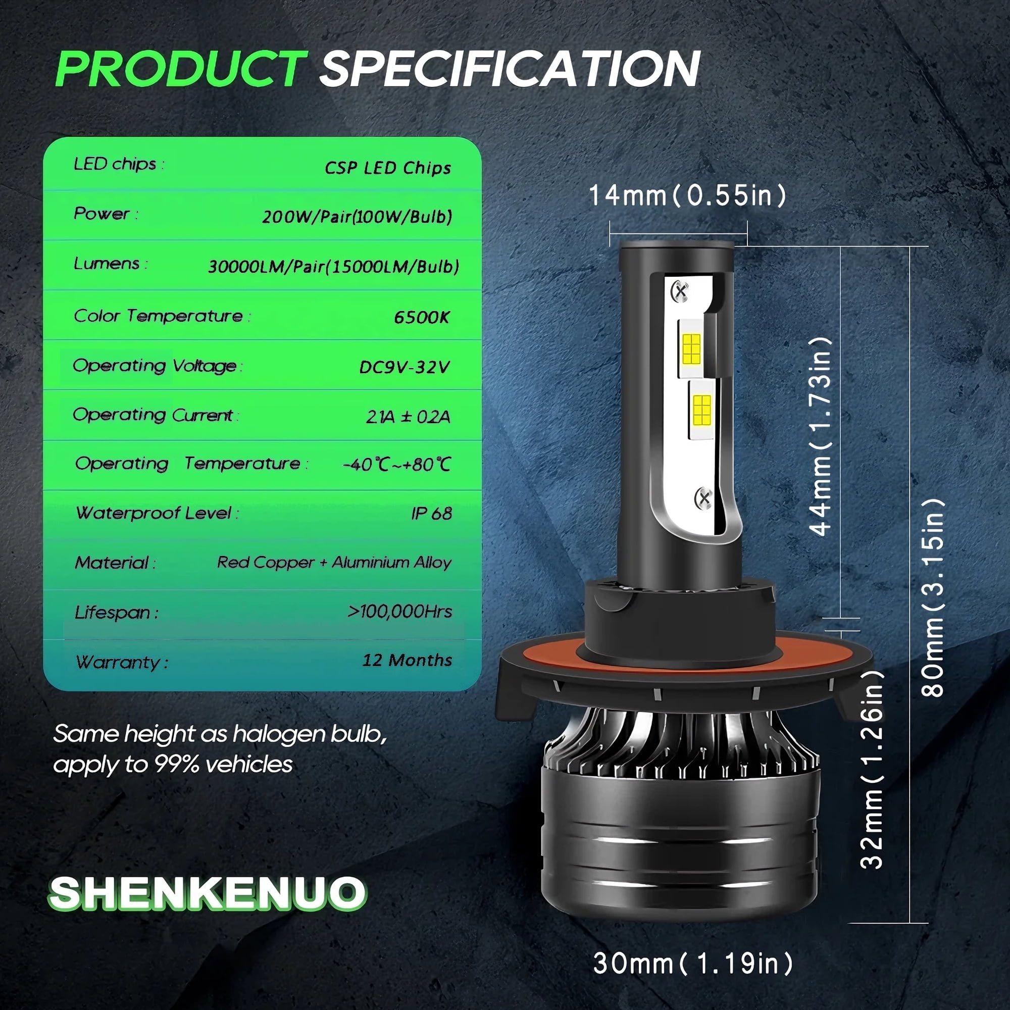 LED Headlight Bulbs High Low Beam White for 2009-2012 Dodge Ram 2-Headlamps 2010 2011