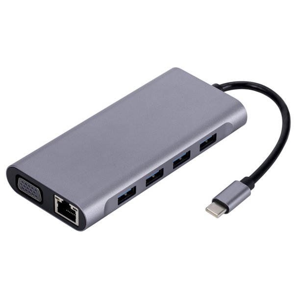 Estación de acoplamiento USB C compatible con HDMI 4K jixopn, lector de tarjetas TF/SD, adaptador multipuerto 11 en 1, transmisión de 5 Gbps, puerto Ethernet VGA para MacBook, portátil y notebook.