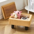 thumbnail image 3 of IVV Storage Ottoman, Linen Upholstered Footrest Stool with Wood Legs and Tray Top, Multifunctional Small Side Table, 15.9"L x 12"W x 9.8"H, Beige, 3 of 6