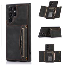 Galaxy S22 Ultra Case with Card Slots, Allytech Back Flip Wallet Cover Premium PU Leather Impact Resistant Hands-Free Kickstand Case for Samsung Galaxy S22 Ultra 5G 6.8" 2022 Released, Black