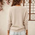 thumbnail image 5 of Women Crew Neck Drop Shoulder Oversized Solid Color Knit Sweater Long Sleeve Casual Fall Pullover M, 5 of 6