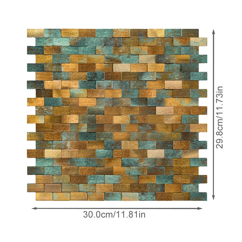 10pieces Striped and long-shaped Self-Adhesive Aluminum Composite Mosaic Peel-and-Stick Tiles No Grout, Easy DIY Backsplash & Accent Wall – Scratch, Splash & Heat-Resistant Metal Finish 11.8"x11.7"