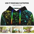 thumbnail image 4 of Lsque Night Rainbow Sparkles Pattern Casual Women's Hoodie,Hooded Sweatshirt with Kangaroo Pocket,Pullover Hoodie with Eye-catching Drawstrings-Small, 4 of 7
