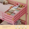 thumbnail image 5 of Afuhokles Triple Bunk Bed Twin Size with House, 4 Storage Drawers, Charging Station and LED Lights, Pink, 5 of 9