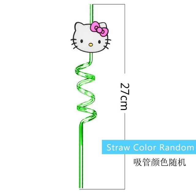 Pajitas de Hello Kitty Sanrio para beber, lindo parche de decoración, vajilla de fiesta para niños, seguridad para mascotas, codo de plástico de alta calidad
