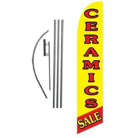 Ceramics Sale Advertising Feather Banner Swooper Flag Sign with Flag Pole Kit and Ground Stake