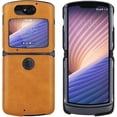 thumbnail image 3 of Compatible with Motorola Razr 5G (Razr 2nd Gen) 2020 Case, PU Leather Back Cover + Hard PC Protective Shell Slim Phone Case for Moto Razr 5G, Tan, 3 of 13