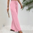 thumbnail image 6 of Sngxgn Pants for Women High Waisted Pants Drawstring Elastic Casual Pants Work(Pink,XL), 6 of 7