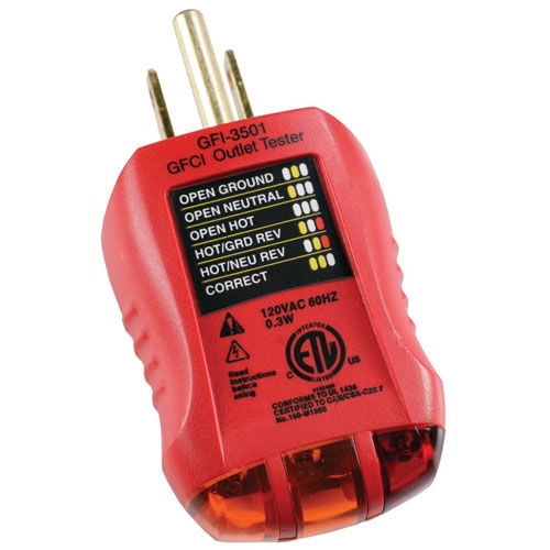 Gardner Bender GFI-3501 Gardner Bender GFCI Outlet Tester, 120 Vac