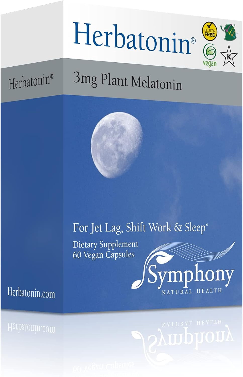 Herbatonin 3mg - The Only Natural Plant Melatonin Natural Sleep Cycle, Body Clock And Circadian Rhythm Support For Jet Lag, 60 Vegan Capsules (60 Day Supply)