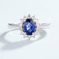 thumbnail image 5 of HeartsAndYou 2.2ct Natural Sapphire Diamond Cluster Flower Solitaire Ring 14k REAL White Gold, 5 of 9
