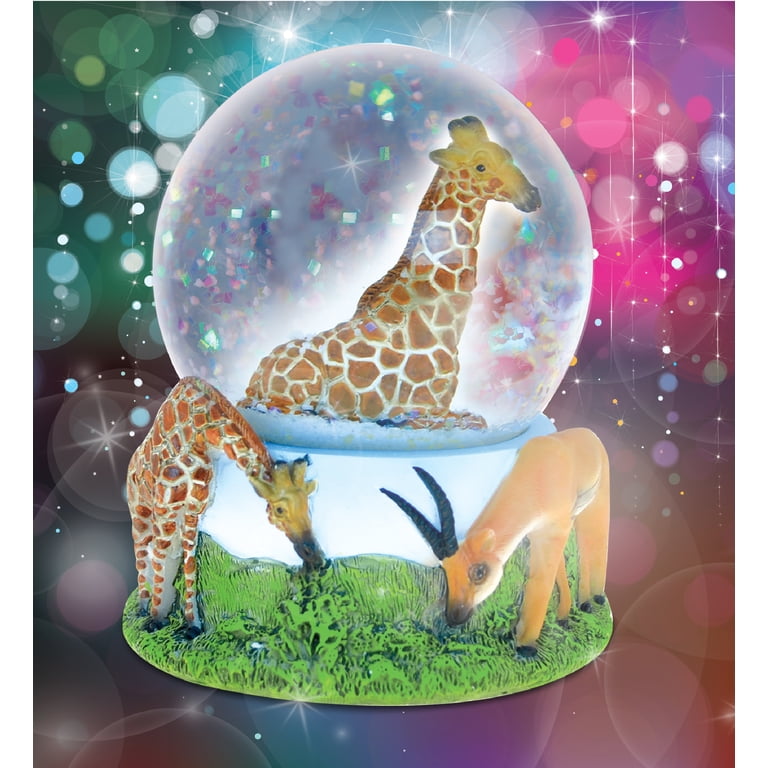 Puzzled Resin Stone Giraffe & Wild Animals Glass Snow Globe (65mm