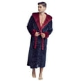 thumbnail image 5 of Men’s Hooded Shower Robe - Polyester Full-Length Warm Kimono, 5 of 6