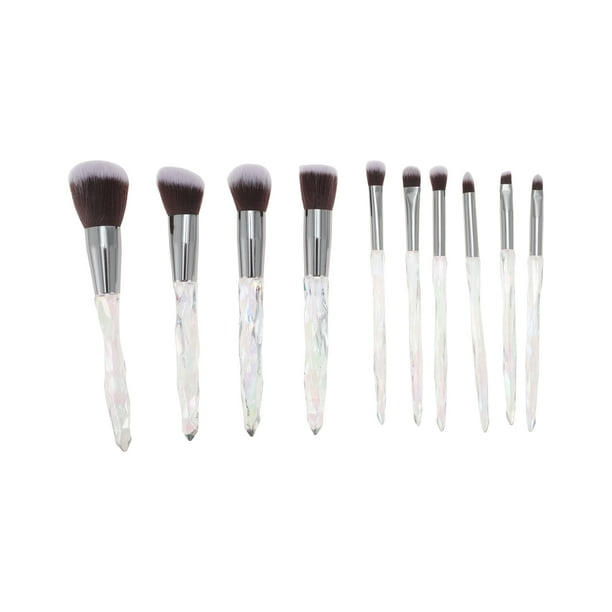 Conjunto de Brochas de Maquillaje Conveniente de 10 Pcs Unique Bargains para Viajes de Negocios Blanco Marrón de Lana de Fibra Artificial Plástico