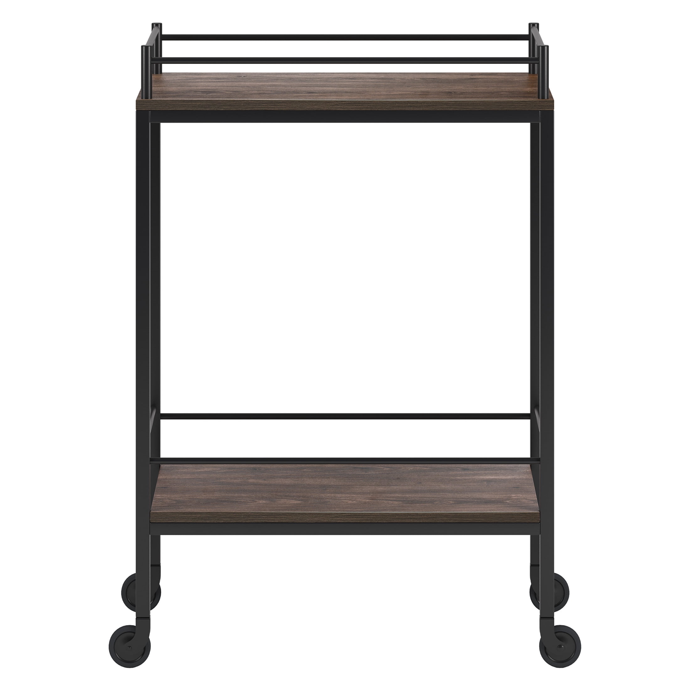 Evelyn&Zoe Barnes 23.5" Wide Rectangular Bar Cart, Alder Brown