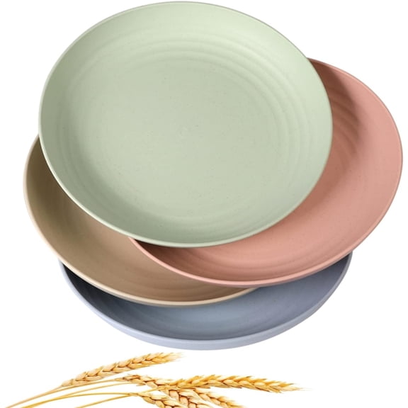 Eco-Friendly Wheat Straw Plates, Healthy Unbreakable Dinnerware Set, Lightweight & Sturdy For Everyday Meals, Perfect Size 10", Temperature Resistance, Microwave & Dishwasher