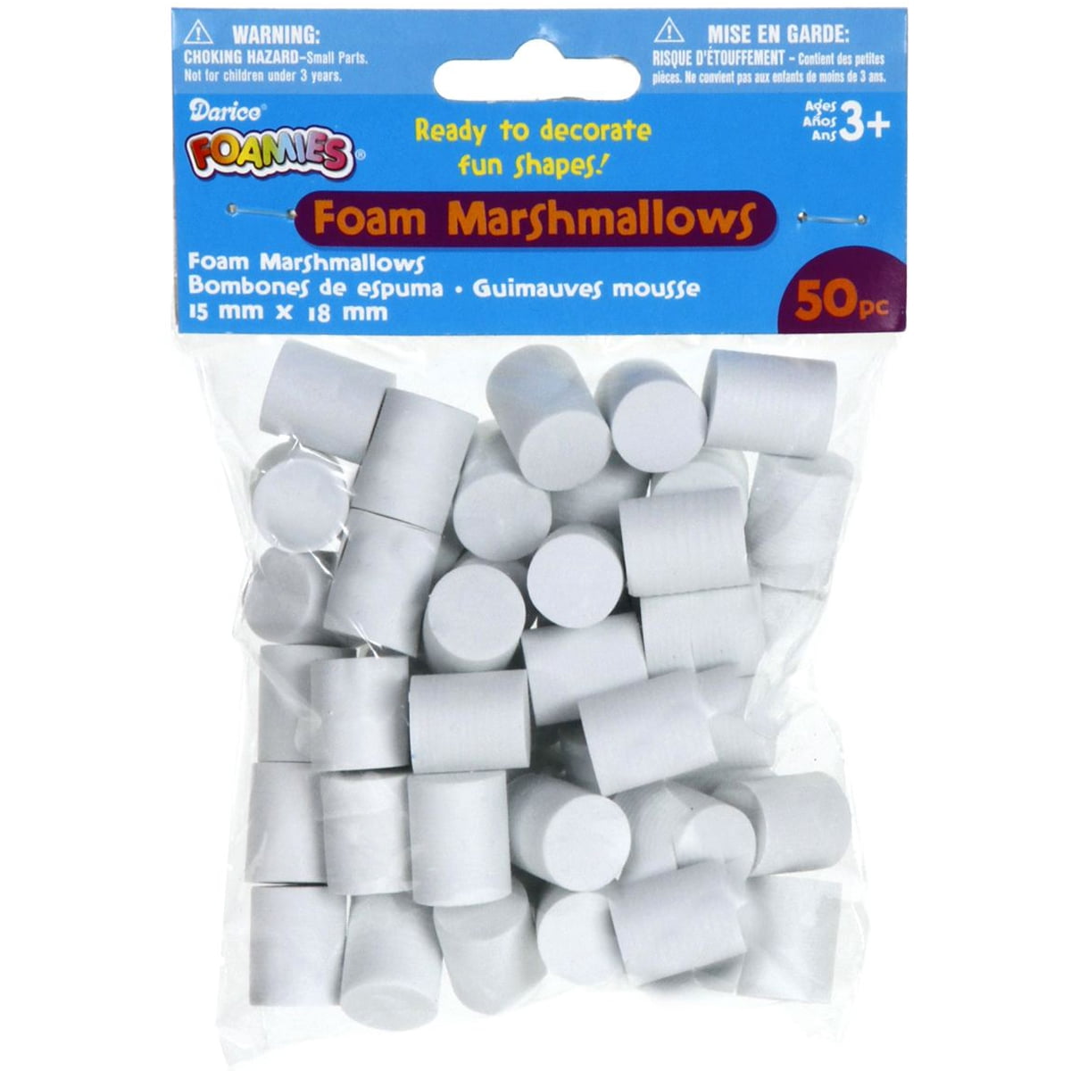 Darice Foam Marshmallow Shapes 50/PKG White 15 mm x 18 mm 50/ Pack