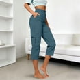 thumbnail image 4 of Capris pour Femmes, Yigetop Capris Cargo à Coupe Décontractée pour Femmes Pantalons de Randonnée Été Voyage Plein Air Décontractés Amples Confortables Pantalons Raccourcis Capris Cargo pour Femmes Bleu Ciel 2TG, 4 of 5