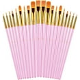 thumbnail image 1 of Zhuge Juego de pinceles para pintar, 20 piezas de pinceles para pintura acrílica, pincel para pintura al óleo y acuarela, color rosa, 1 of 5