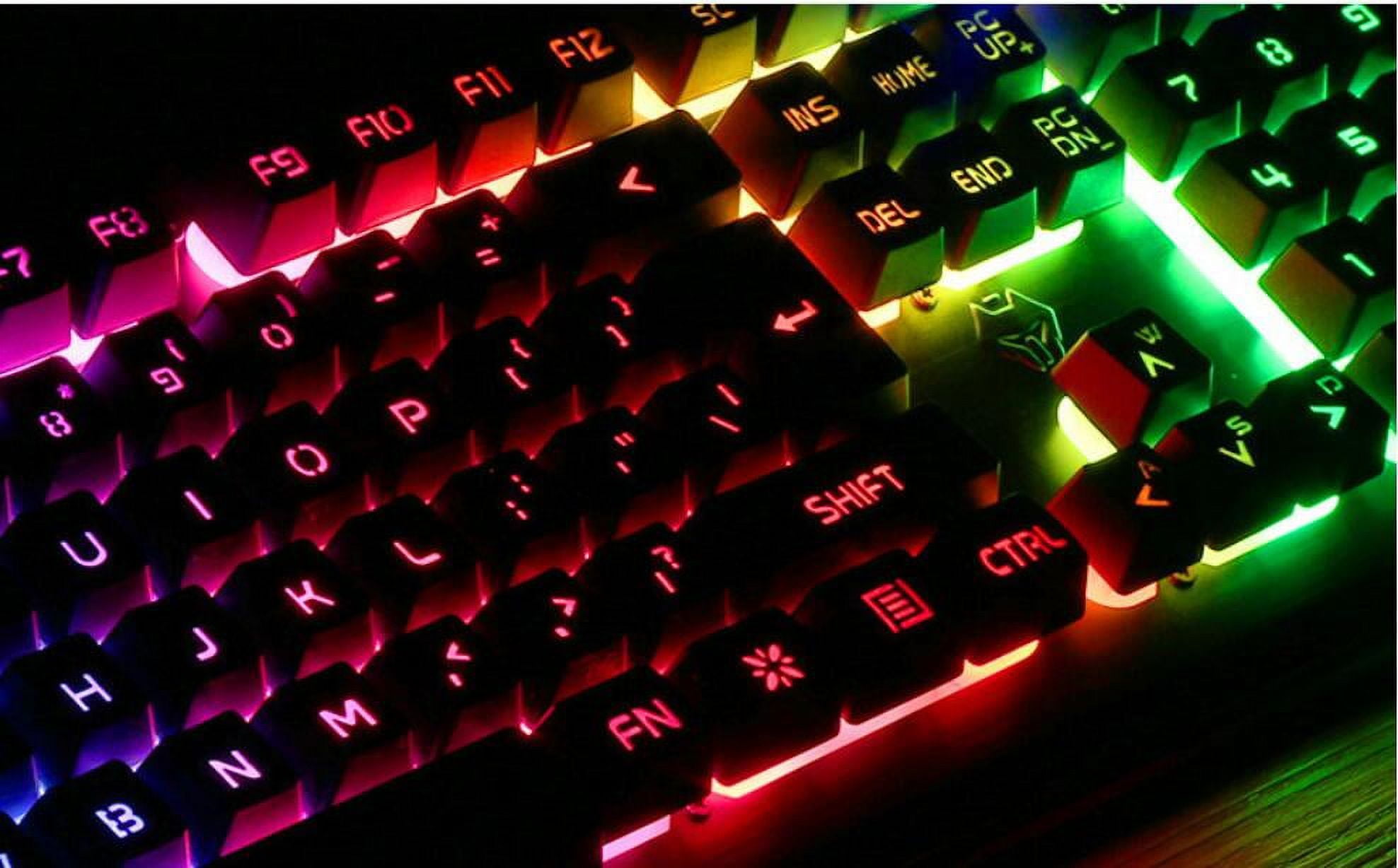Wrist Rest 104 Keys Keyboard Mouse 3200 DPI for Windows & Mac PC Gamers,Mechanical Gaming Keyboard and Mouse Combo Switch 104 Keys Rainbow Backlit Keyboards, 3200 Dots for PC Gamer Computer Laptop