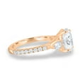 thumbnail image 3 of ESTE ORIGIN 2.00Ct Oval Cut Moissanite Trilogy Engagement Ring – Pear Side Stones, Cathedral 2/3 Pavé Band in 14K Rose Gold for Women, 3 of 7