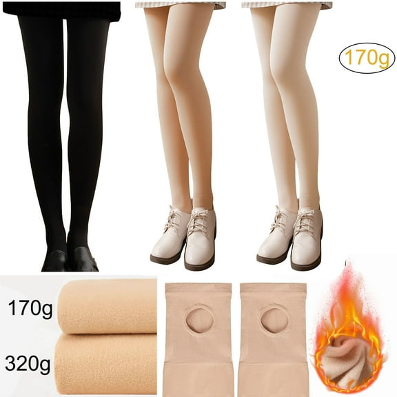 Sakmal Fleece Lined Black Tights for Women Opaque Pantyhose Winter Tight for Women