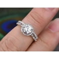 thumbnail image 5 of 2 Carat Halo Moissanite and Diamond Bridal Ring Set in 10k White Gold, 5 of 5