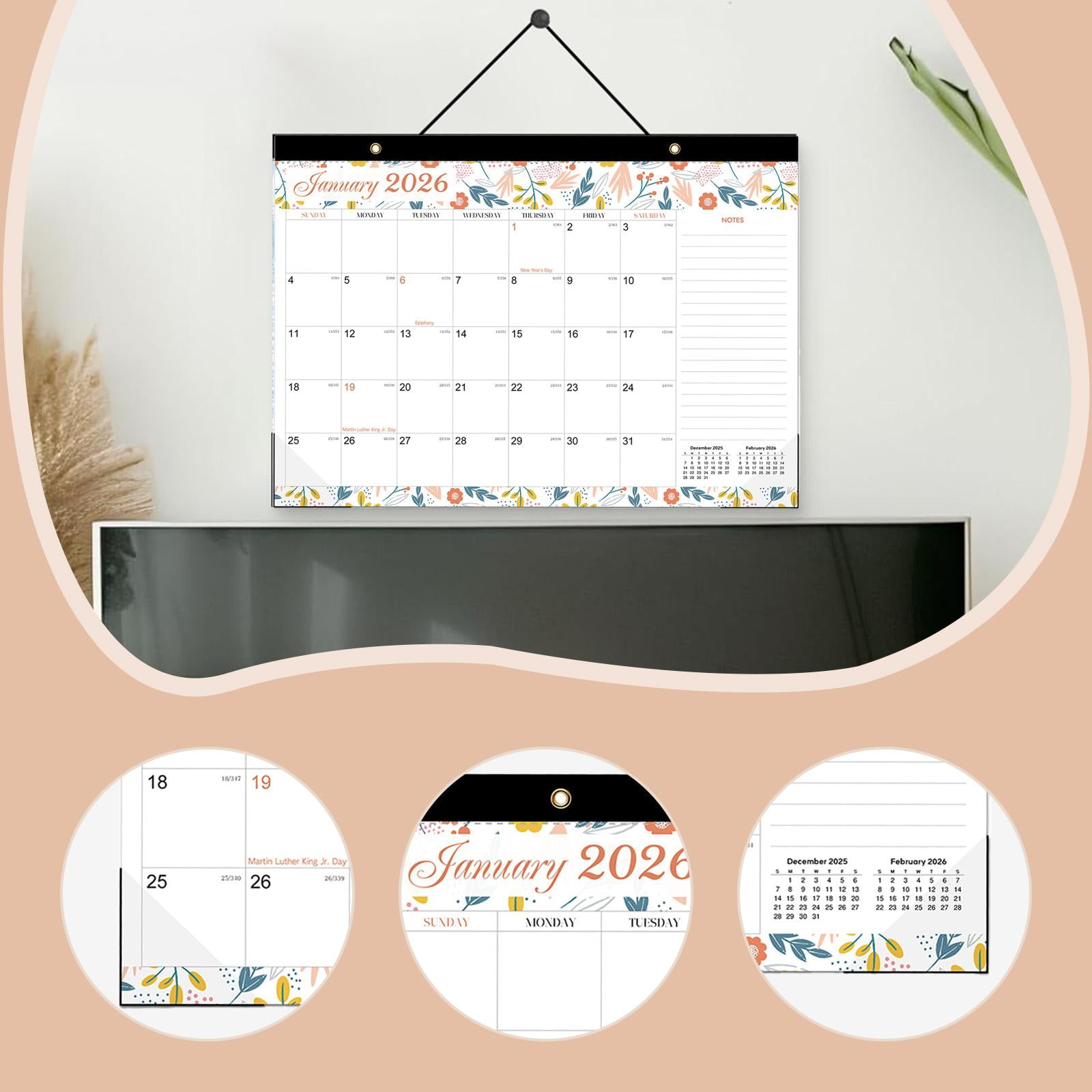 1 Desk Calendar 2026-2027 Monthly Planner with to Do List for Home Office School Tabletop Wall Hanging