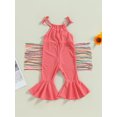 thumbnail image 4 of Bagilaanoe Toddler Baby Girl Jumpsuit Sleeveless Tassel Romper Overalls 12M 18M 24M 3T 4T 5T Kids Long Flare Pants Summer Outfits, 4 of 9