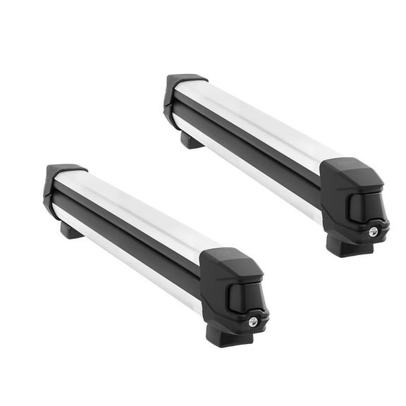 KFFKFF Ski & Snowboard Roof Rack, Holds 6 Skis or 4 Snowboards, 2 Aluminum Car Roof Holders with Lock & Rubber Padding, Compatible with Most Slotted Crossbars